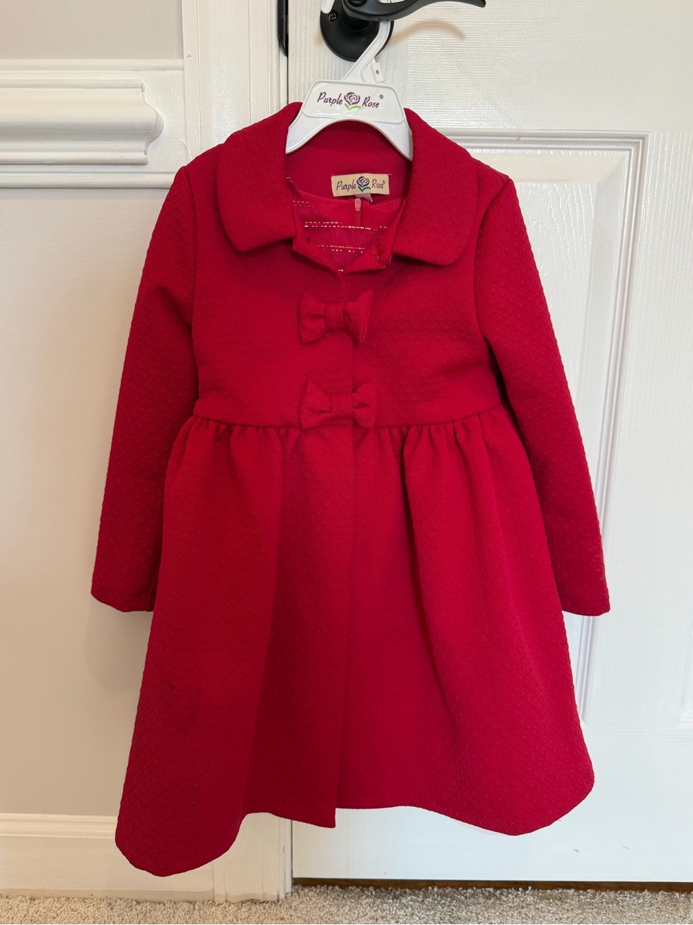 2 pc Classic Red Pea Coat with Matching Dress